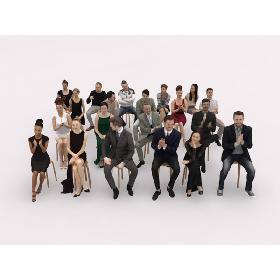 20x LOW POLY CASUAL ELEGANT SITTING WOMAN MAN PEOPLE CROWD 3D